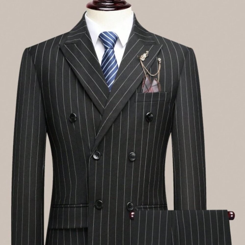 Marquez Double-breasted Pinstriped Formal Suit